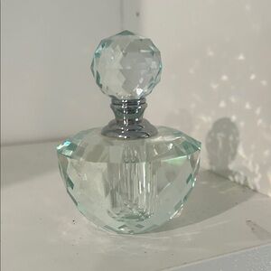 Crystal Perfume Bottle with Silver Accents